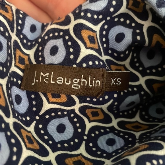 J. McLaughlin Devon Dress Blue White Brown Size XS - Picture 3 of 10